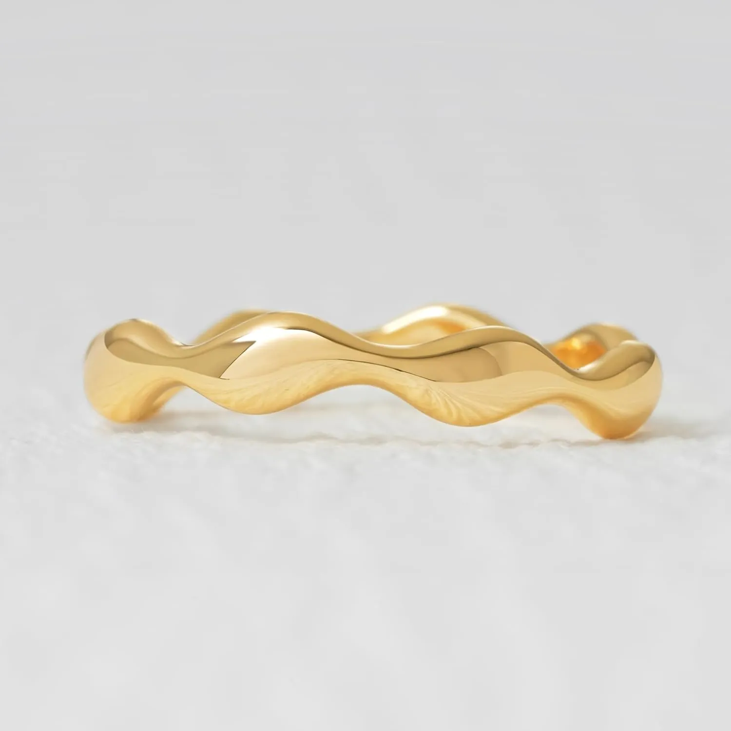 Gold Rings for Women Trendy 14K Gold Plated Dainty Band Stackable Chunky Rings Minimalist Finger Jewelry Gifts Size US6-8