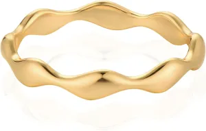 Gold Rings for Women Trendy 14K Gold Plated Dainty Band Stackable Chunky Rings Minimalist Finger Jewelry Gifts Size US6-8
