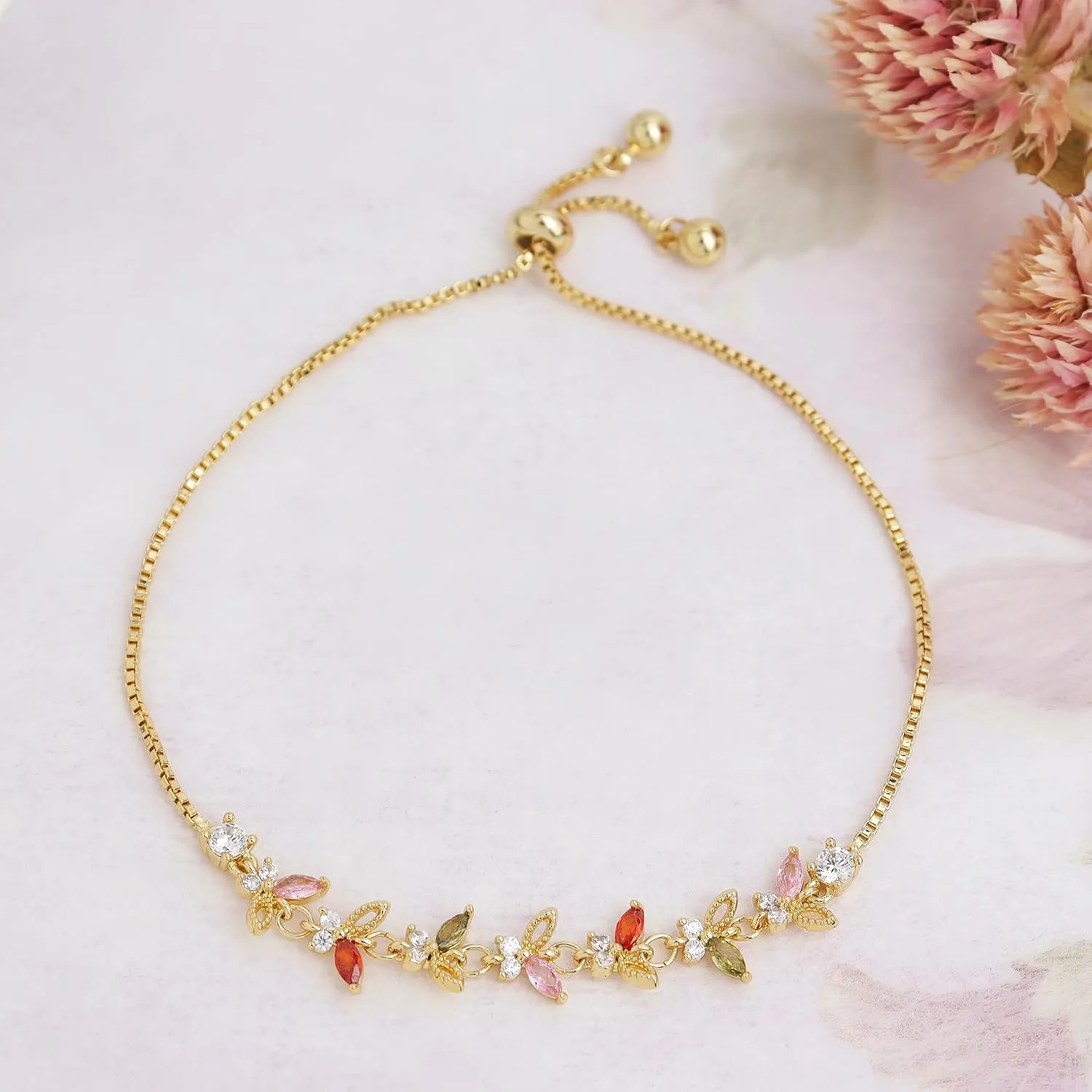 Gold Tennis Bracelet for Women Adjustable Slider Shiny Cubic Zirconia CZ Rhinestone Gemstone Chain Summer Bracelets Jewelry Gifts