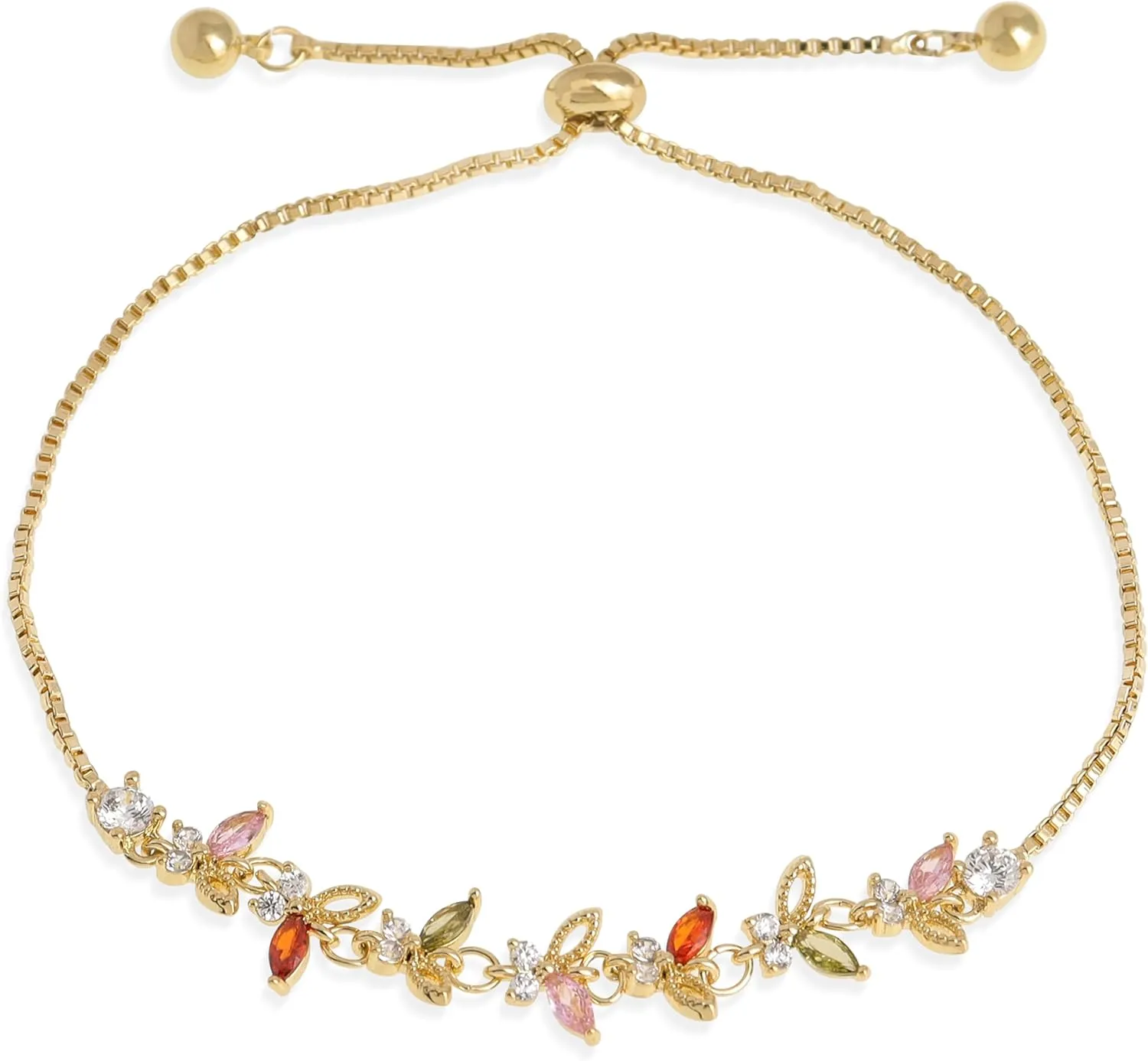 Gold Tennis Bracelet for Women Adjustable Slider Shiny Cubic Zirconia CZ Rhinestone Gemstone Chain Summer Bracelets Jewelry Gifts