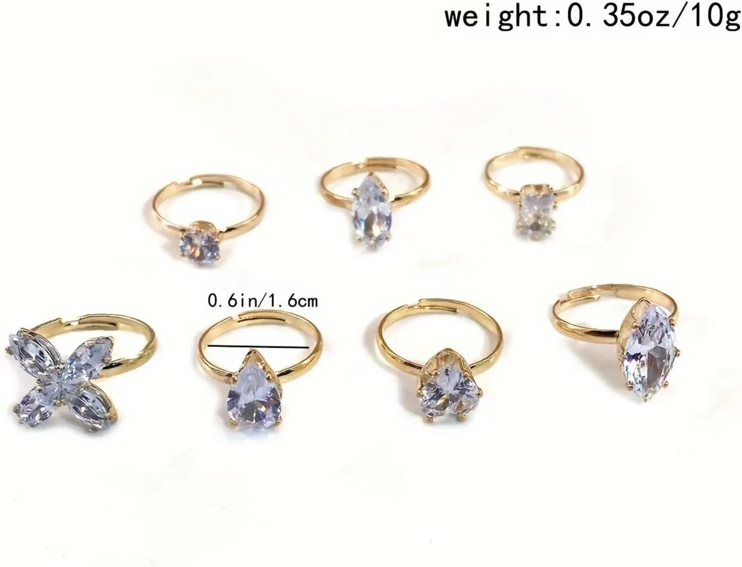 Gold Toe Rings Set for Women - Adjustable Band Non Tarnish Heart Stars Waterproof Butterfly Rhinestone Boho Summer Beach Toe Jewelry