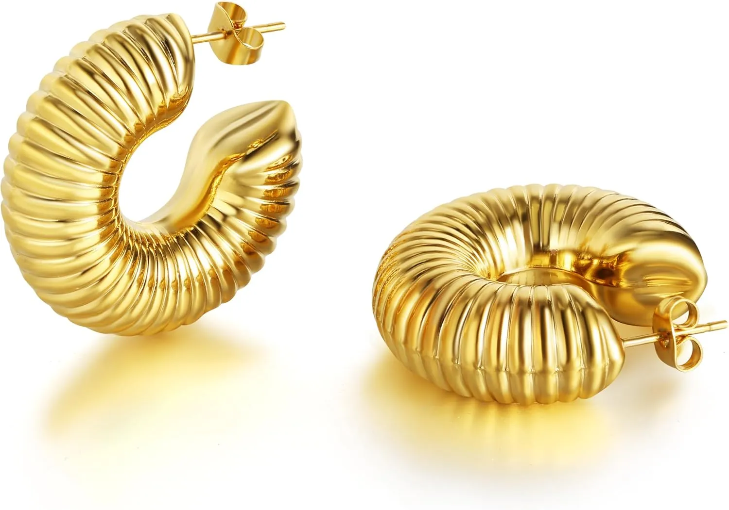 Gold Twisted Hoop Earrings for Women 18K Gold Plated Chunky Drop Dangle Stud Statement Earrings Hypoallergenic Trendy Jewelry Gifts