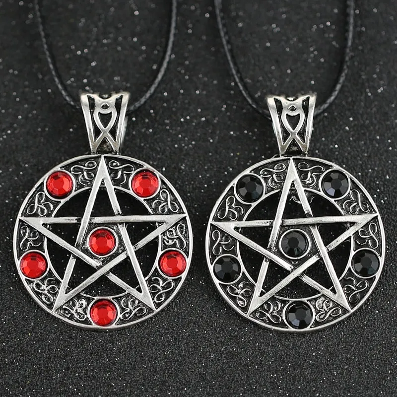 Goth Necklace Pentagram Pentacle Five-Pointed Star Wicca Pagan Pendant Vintage Goth Jewerally