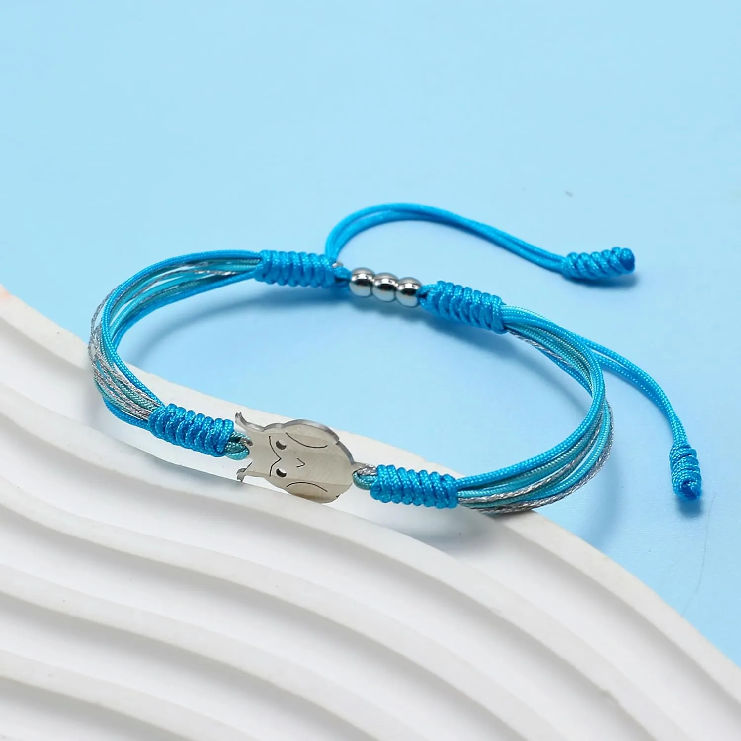 Graduation Multiple Color Bracelet, Lucky and Protection String, Inspirational Gift for High School College, Surfer Adjustable for Him, Her, Daughter (Blue Owl)