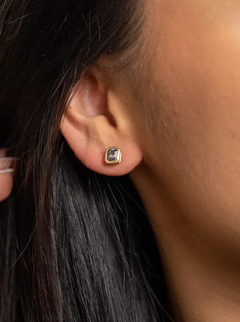 Gray Spinel Bezel-Set Studs by Kimberly Collins