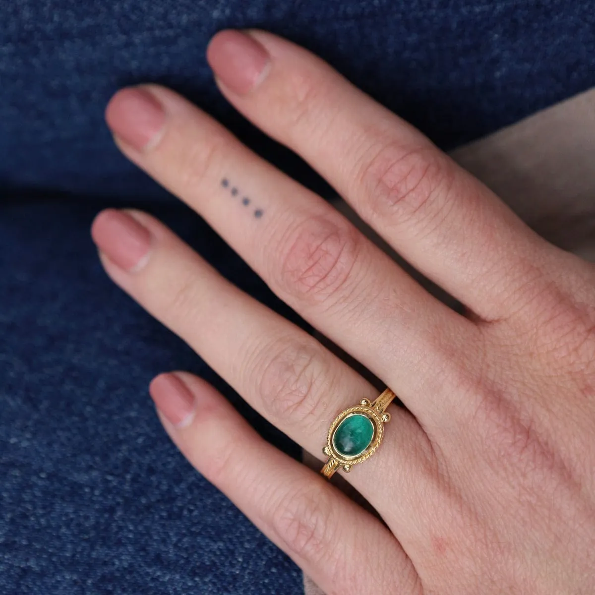 Green Tourmaline Boho Chic Ring