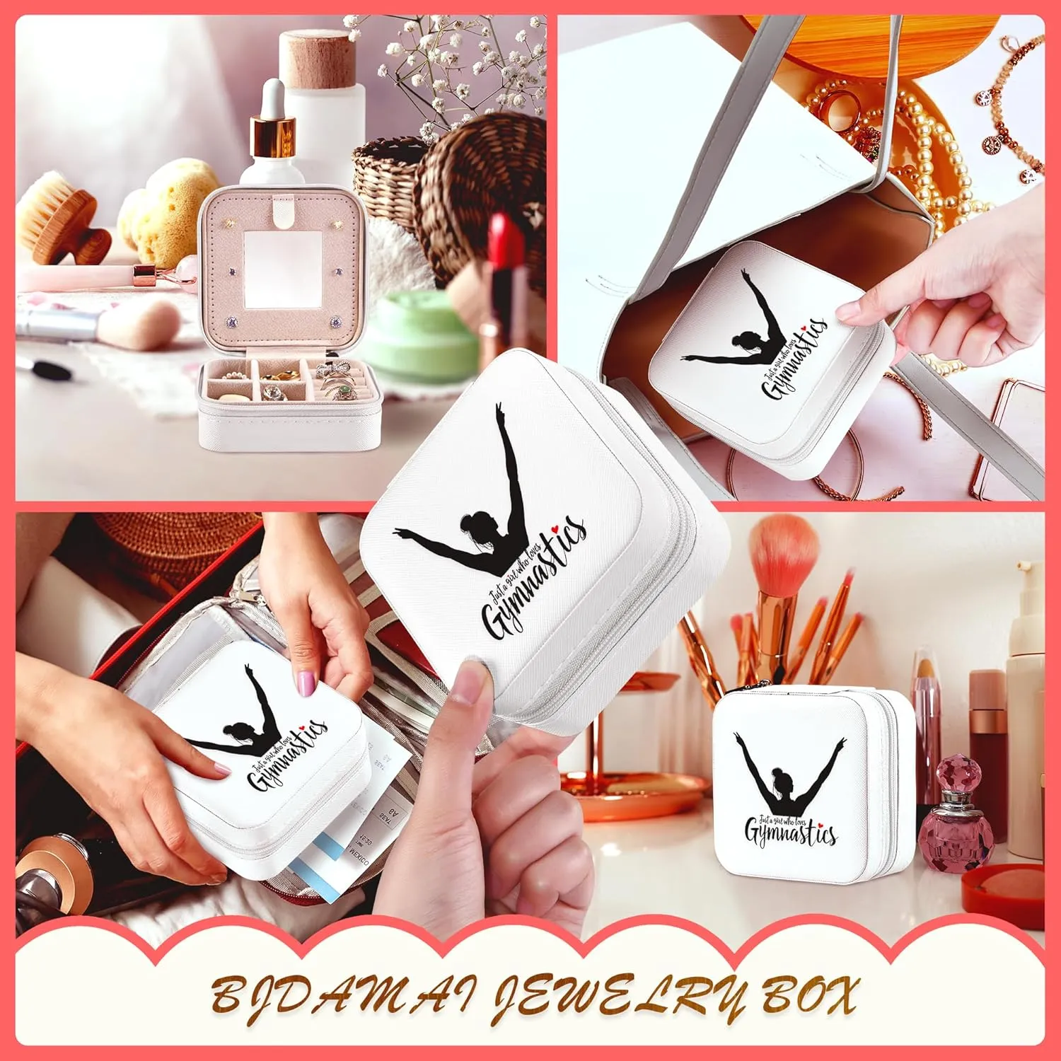 Gymnastics Jewelry Box, Gifts For Women Teens Girls, Gymnastics Lovers Stuff Items Accessories Things Merchandise Decor Merch, Travel Ring Earrings Necklace Organizer Holder!