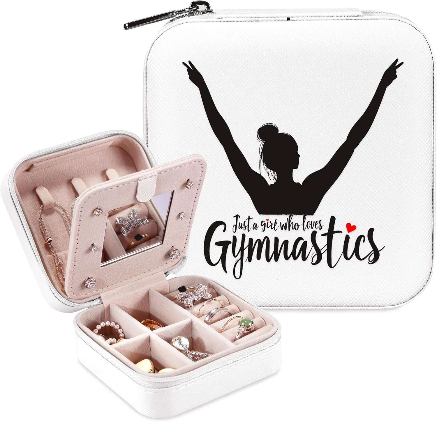 Gymnastics Jewelry Box, Gifts For Women Teens Girls, Gymnastics Lovers Stuff Items Accessories Things Merchandise Decor Merch, Travel Ring Earrings Necklace Organizer Holder!
