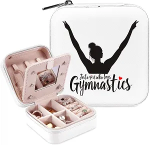 Gymnastics Jewelry Box, Gifts For Women Teens Girls, Gymnastics Lovers Stuff Items Accessories Things Merchandise Decor Merch, Travel Ring Earrings Necklace Organizer Holder!