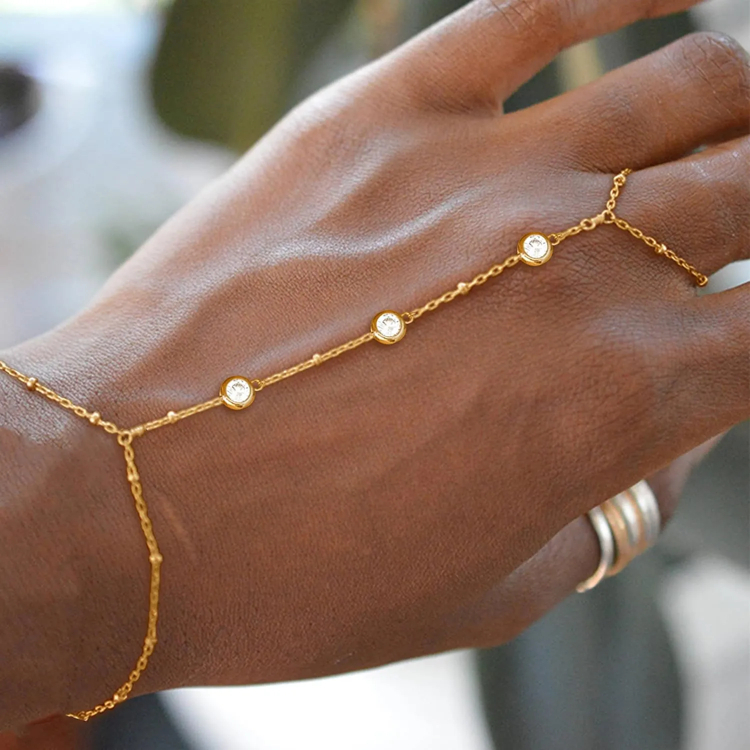 Hand Chain Bracelet Dainty 14K Gold Bracelets for Women Finger Ring Bracelet Hand Chain Trendy Dainty Hand Jewelry Gifts