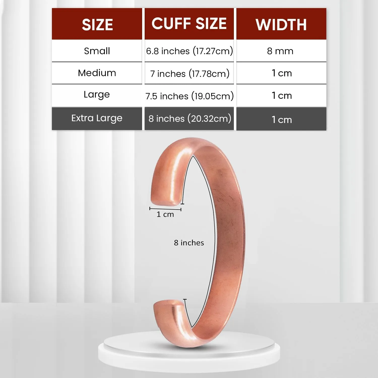 Handcrafted Original 100% Pure Copper Bracelet  Adjustable Plain Copper Jewelry for Men and Women in 6.8, 7, 7.5, and 8-Inch Sizes with Luxurious Gift Box Included
