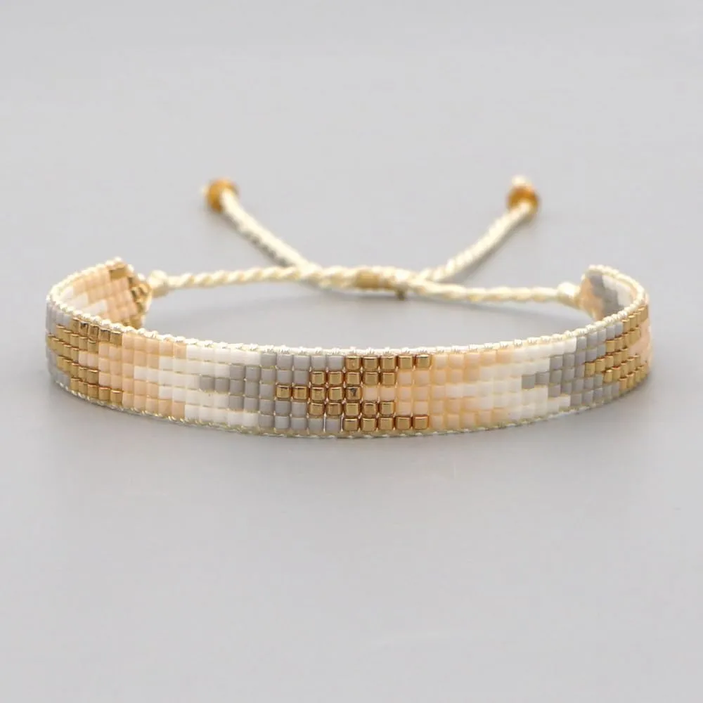 Handmade Boho Beaded Friendship Strand Wrap Bracelets for Women Charm Adjustable Couples String Rope Braided Bohemia Colorful Seed Beads Bracelet Fashion Jewelry Gift