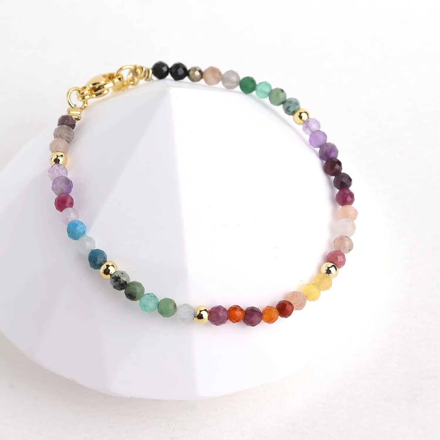 Handmade Gemstone Beaded Strand Bracelets for Women Dainty Adjustable Charm String Braided Boho Seed Beads Friendship Bracelets Fashion Jewelry Gift.