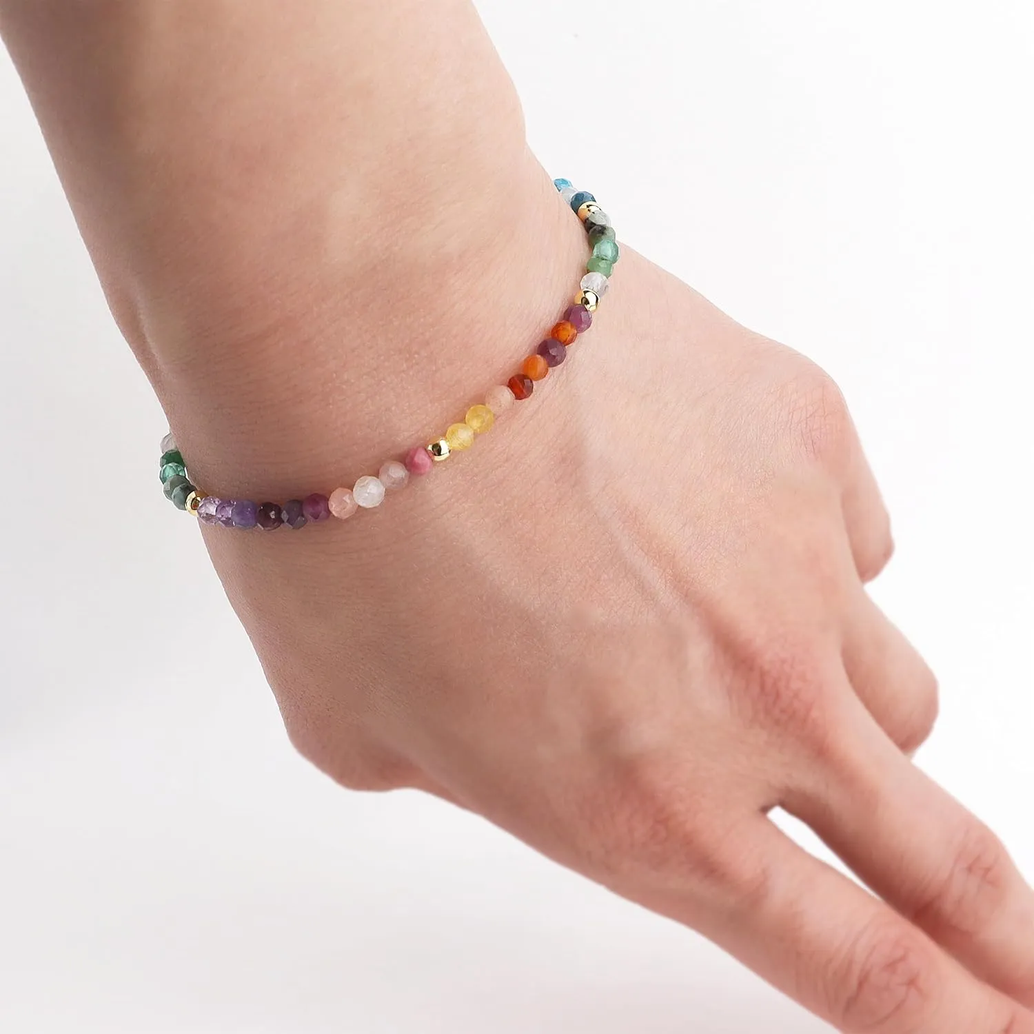 Handmade Gemstone Beaded Strand Bracelets for Women Dainty Adjustable Charm String Braided Boho Seed Beads Friendship Bracelets Fashion Jewelry Gift.