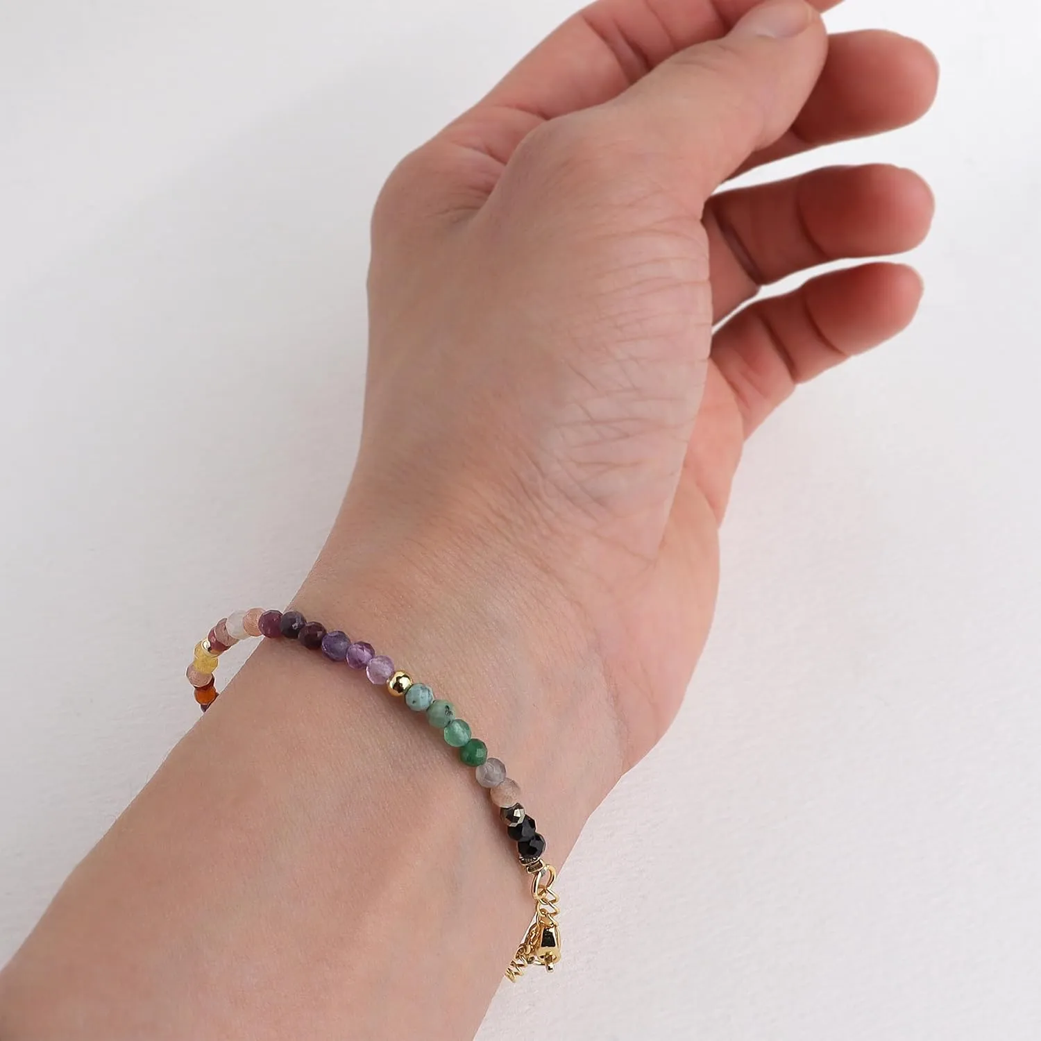 Handmade Gemstone Beaded Strand Bracelets for Women Dainty Adjustable Charm String Braided Boho Seed Beads Friendship Bracelets Fashion Jewelry Gift.