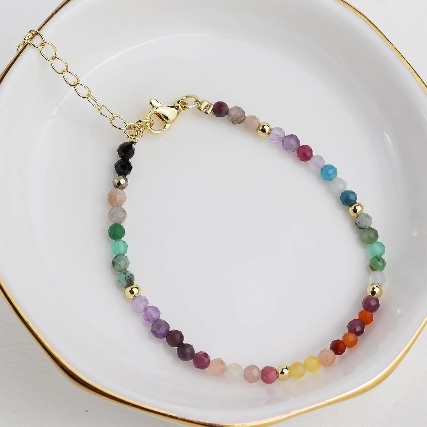 Handmade Gemstone Beaded Strand Bracelets for Women Dainty Adjustable Charm String Braided Boho Seed Beads Friendship Bracelets Fashion Jewelry Gift.