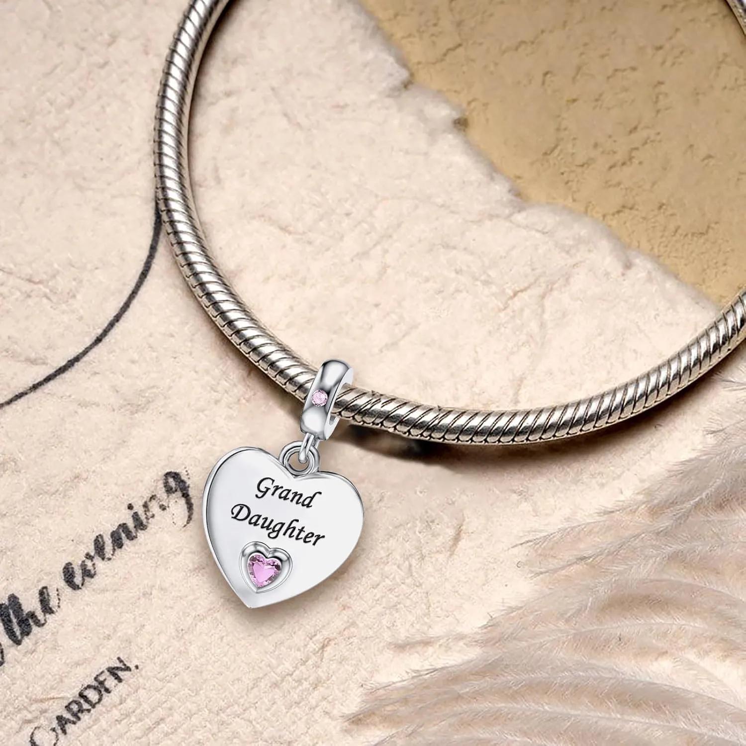 Heart Love Dangle Charm Cubic Zirconia Bead for Pandora Bracele Women Gift