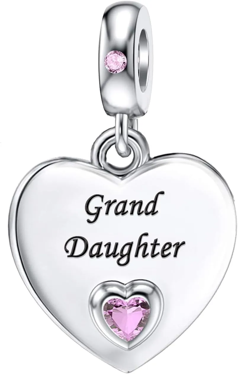 Heart Love Dangle Charm Cubic Zirconia Bead for Pandora Bracele Women Gift