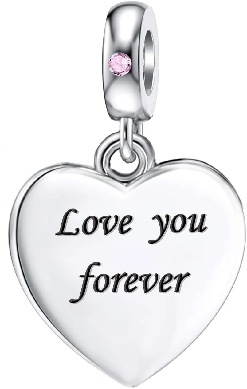 Heart Love Dangle Charm Cubic Zirconia Bead for Pandora Bracele Women Gift