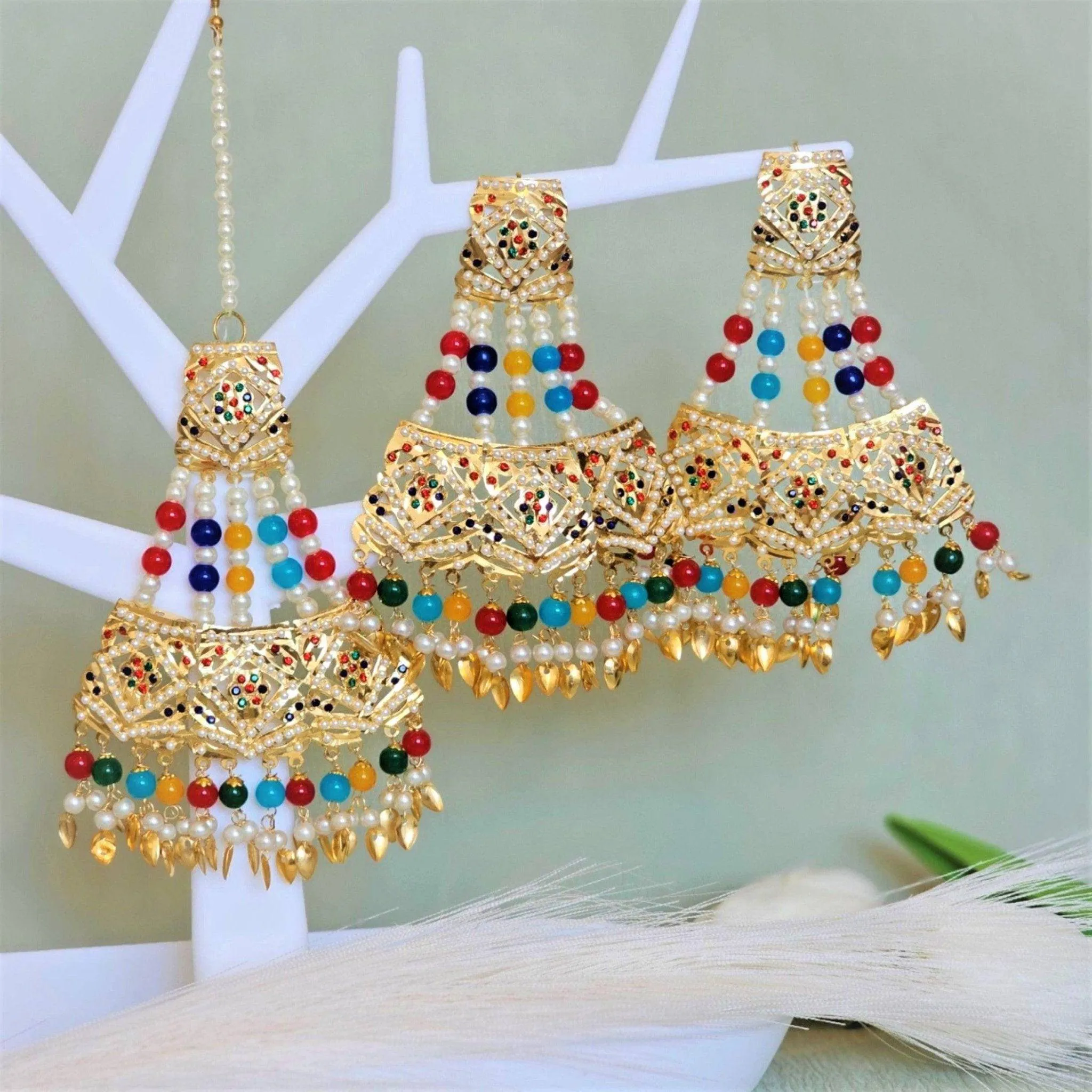 Heer - Jadau Earrings Tikka Set