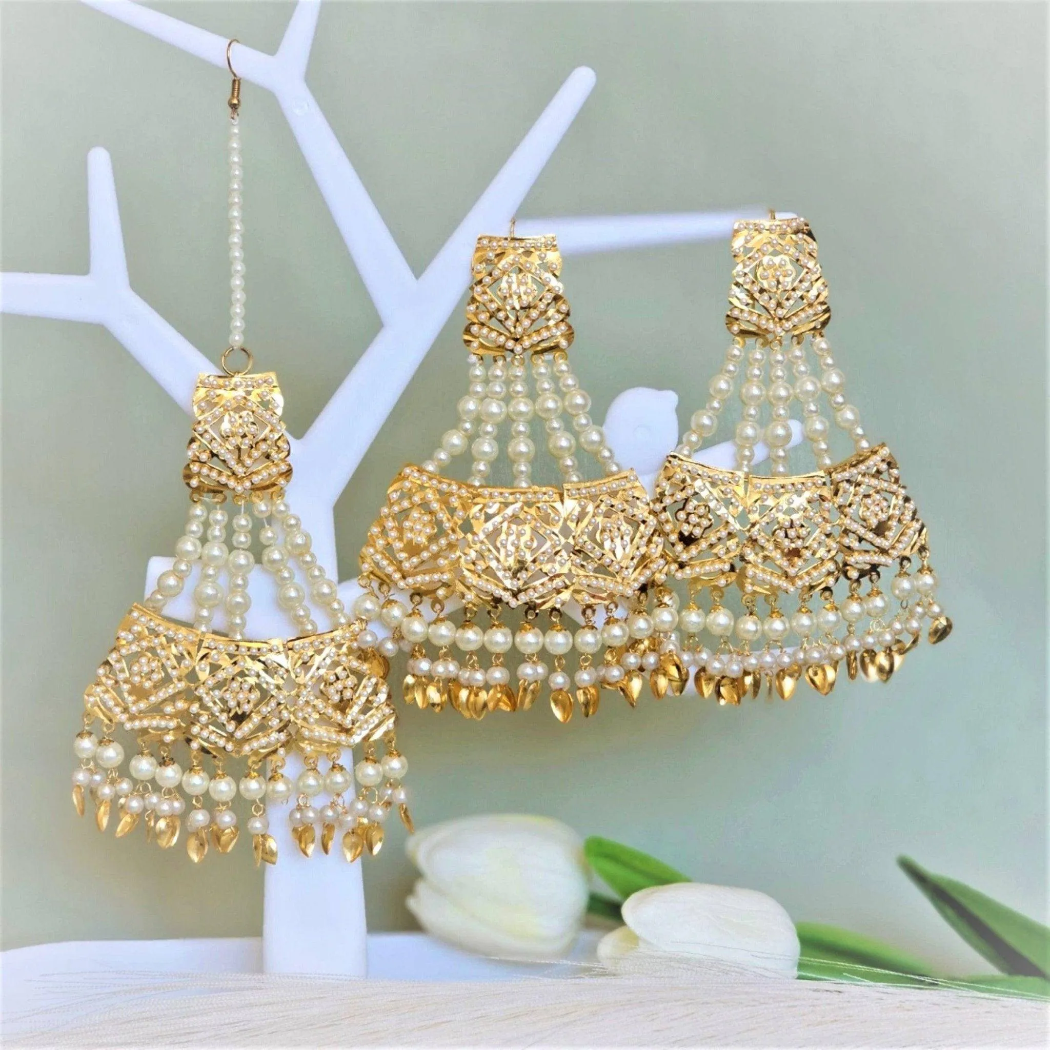 Heer - Jadau Earrings Tikka Set