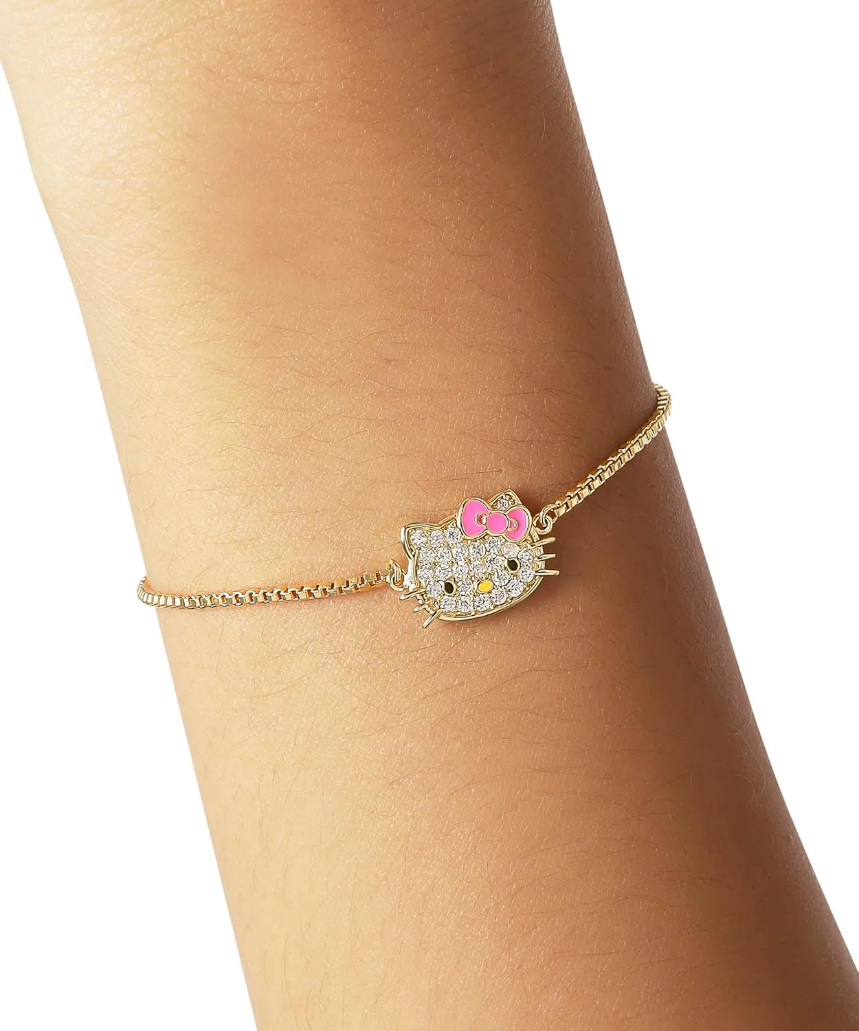 Hello Kitty Gold Lariat Bracelets for Women  Officially Licensed Sanrio Jewelry with CZ, Pearls & Pendant Styles