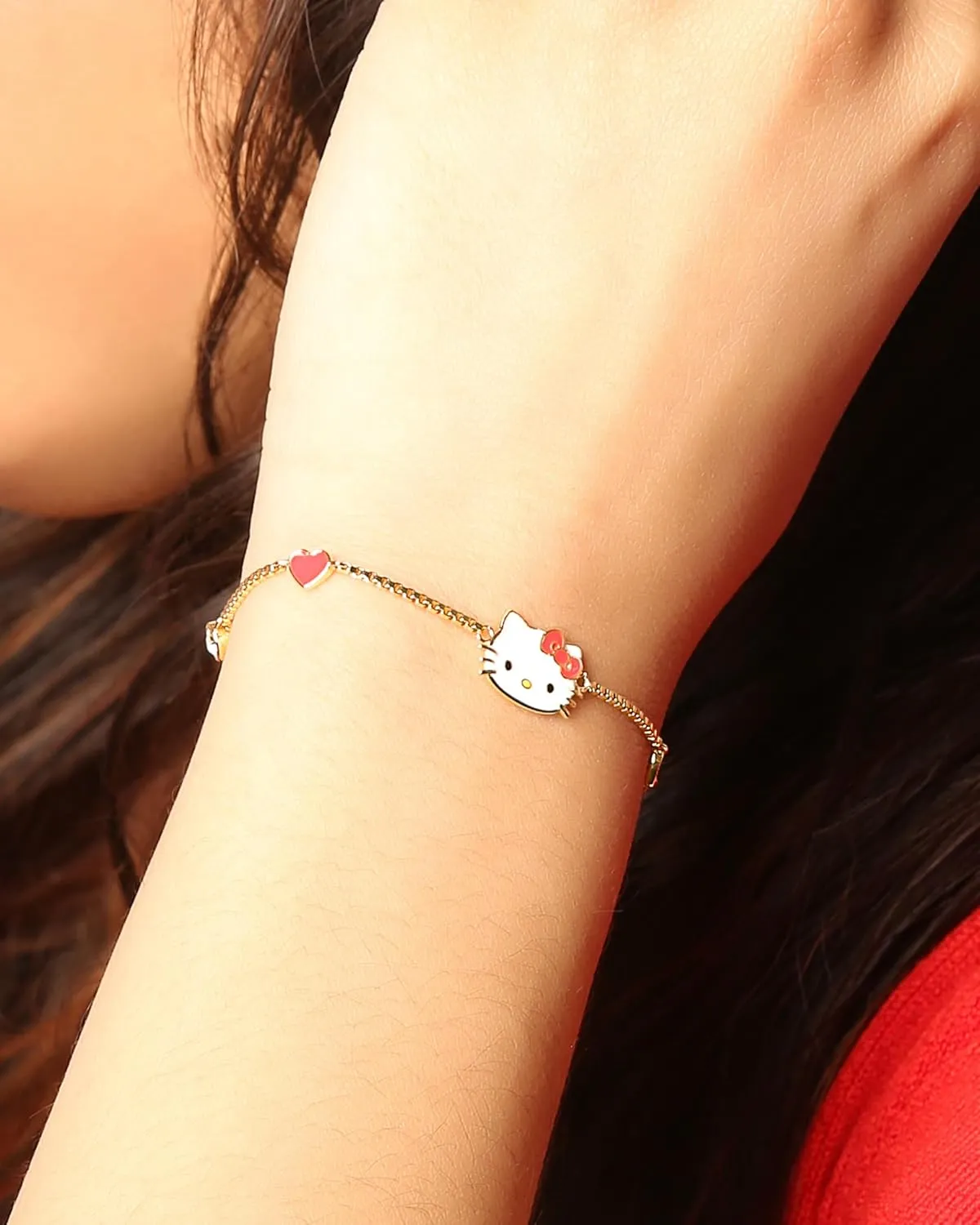 Hello Kitty Gold Lariat Bracelets for Women  Officially Licensed Sanrio Jewelry with CZ, Pearls & Pendant Styles