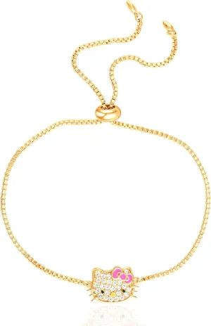 Hello Kitty Gold Lariat Bracelets for Women  Officially Licensed Sanrio Jewelry with CZ, Pearls & Pendant Styles