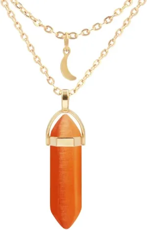 Hexagonal Column Natural Stone Necklace for Women Moon Artificial Crystal Multi Layered Choker Necklaces Jewelry Gift
