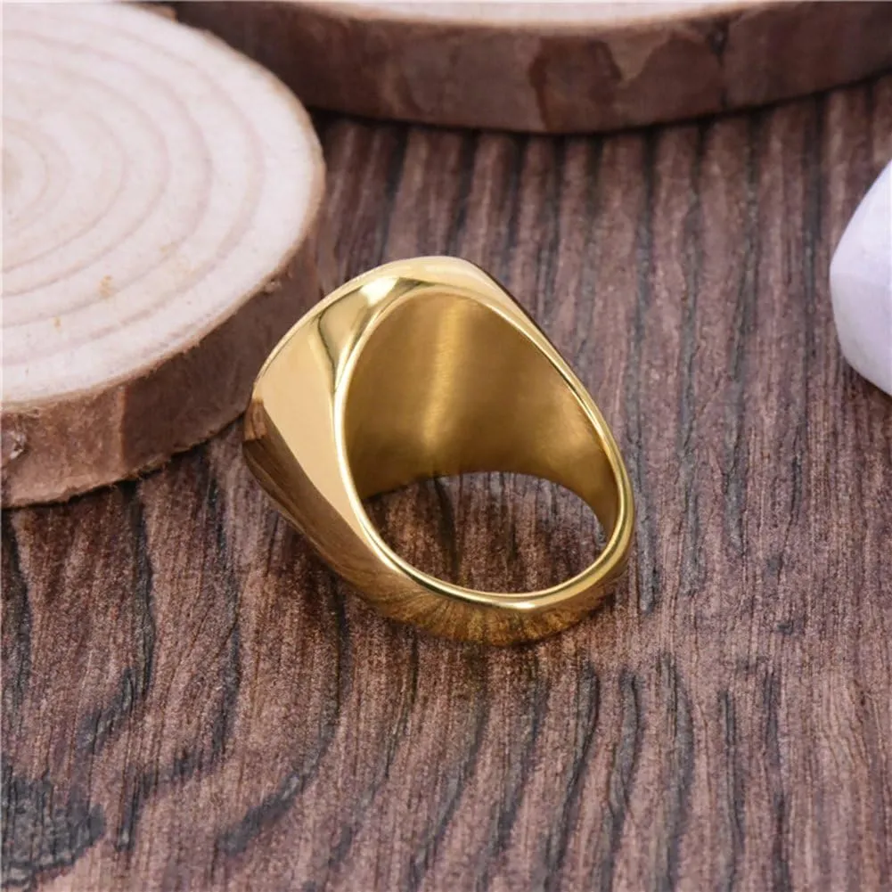 Hexagram Six-Pointed Jewish Star of David Inlay Wedding Band Rings for Men, Gold Tone
