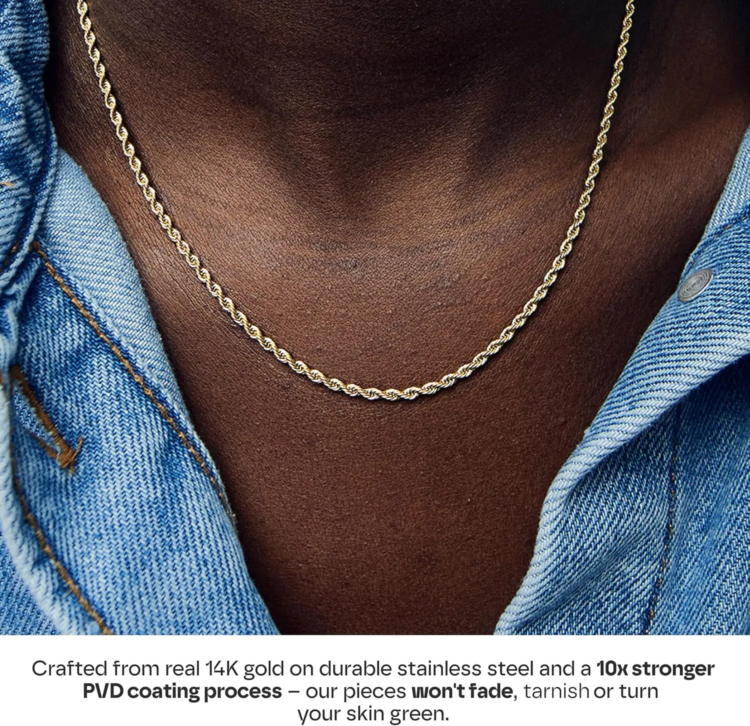 Hey Harper Gold Necklace For Women Trendy Necklace - 14K Golden PVD Coating Waterproof & Sweatproof Non Tarnish Jewelry Chain Necklaces