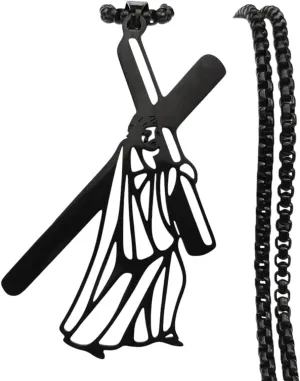 Hip Hop Catholic Jesus Cross Pendant Necklace For Women Men Stainless Steel Gold Silver Color Crucifix Chain Necklaces Jewelry