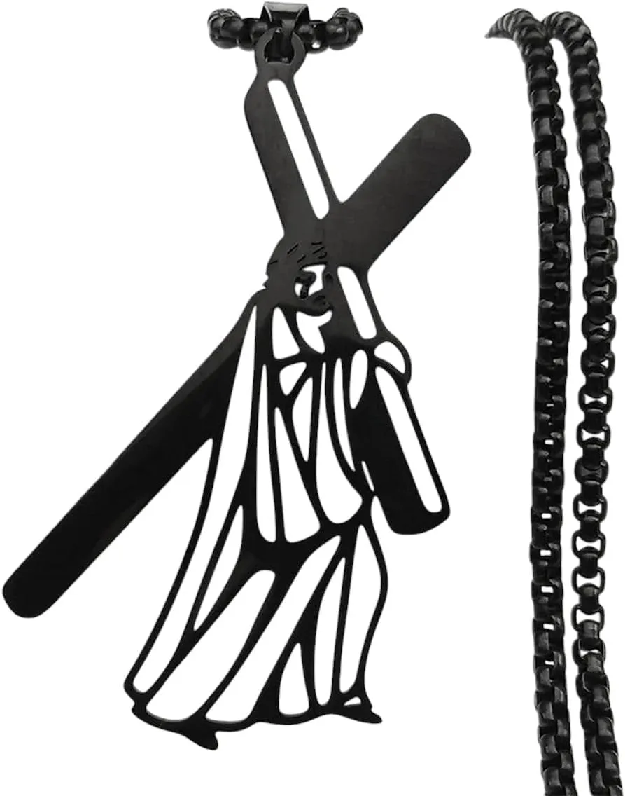 Hip Hop Catholic Jesus Cross Pendant Necklace For Women Men Stainless Steel Gold Silver Color Crucifix Chain Necklaces Jewelry