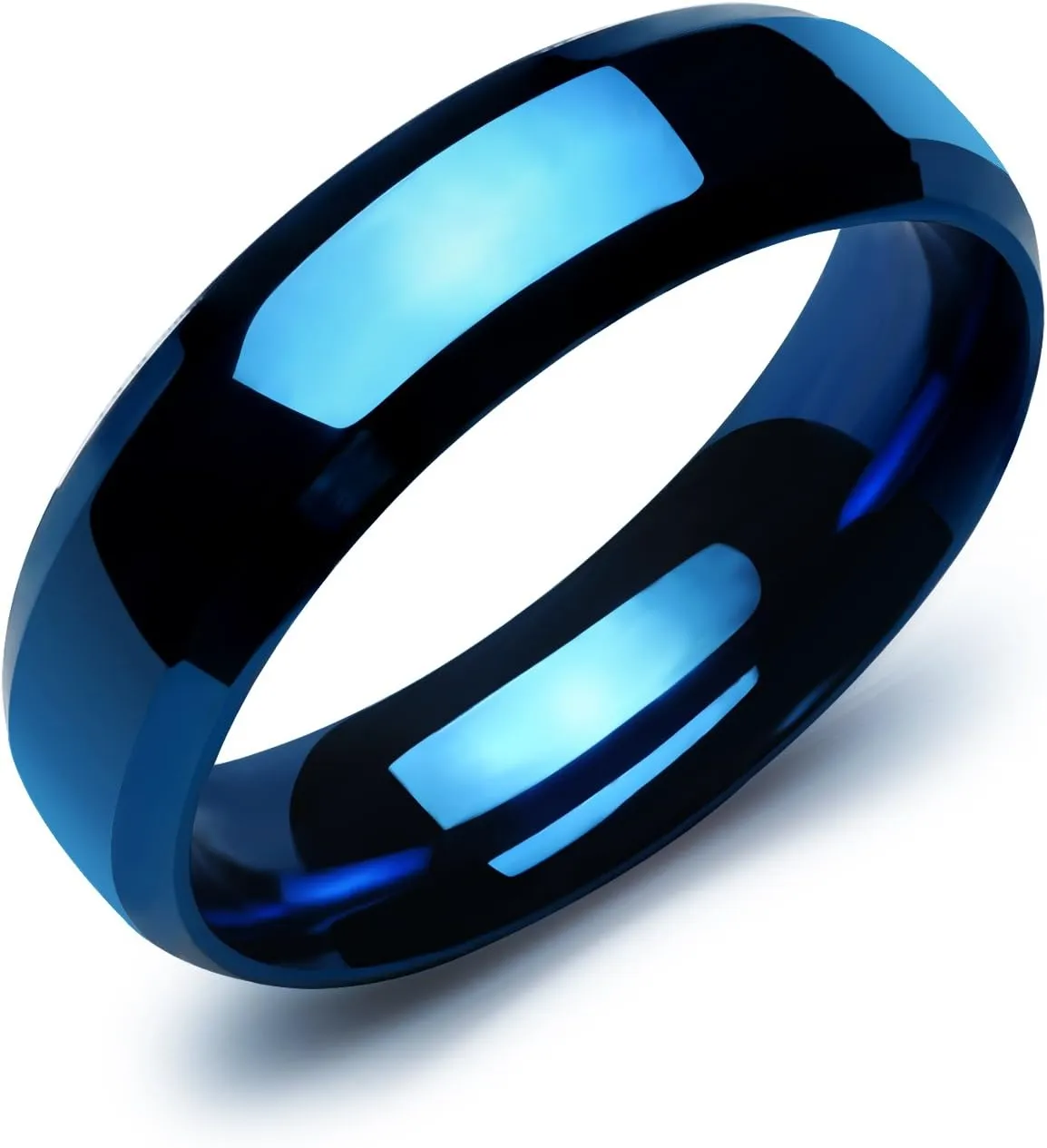 His and Hers Matching Rings for Couples Stainless Steel Pure Black Blue Wedding Bands Sets for Him and Her