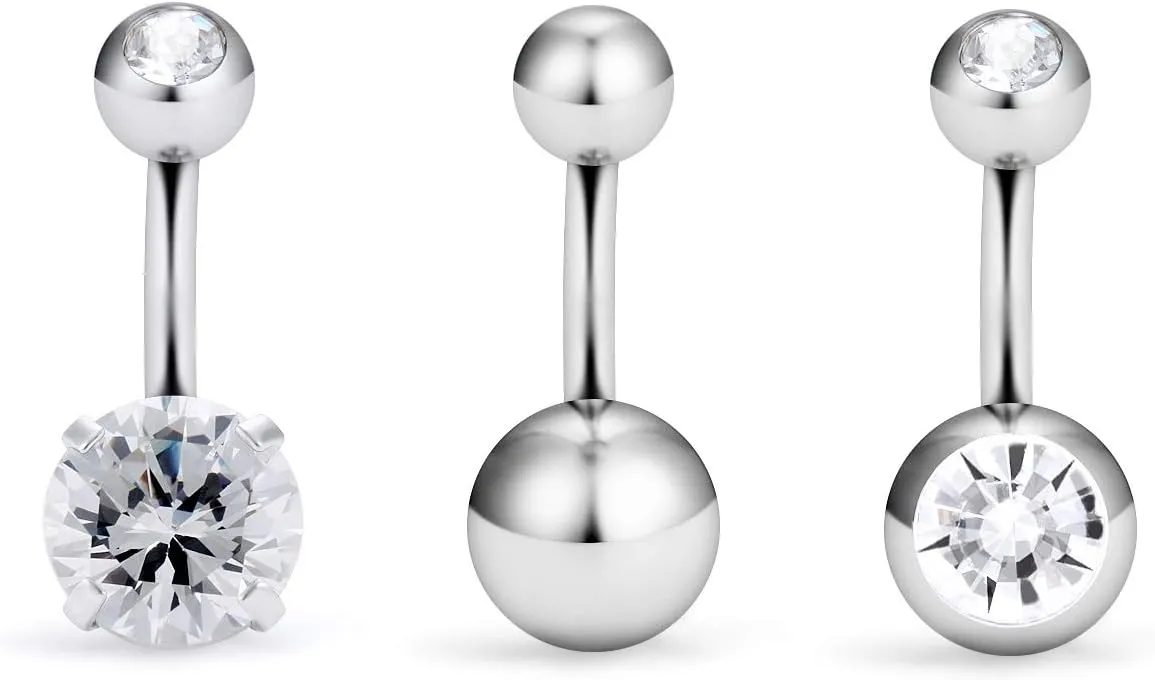 Hoeudjo 14G Belly Button Ring Surgical Steel Belly Button Rings Hypoallergenic Belly Rings 6mm/8mm/10mm Bar Belly Button Piercing Jewelry for Women