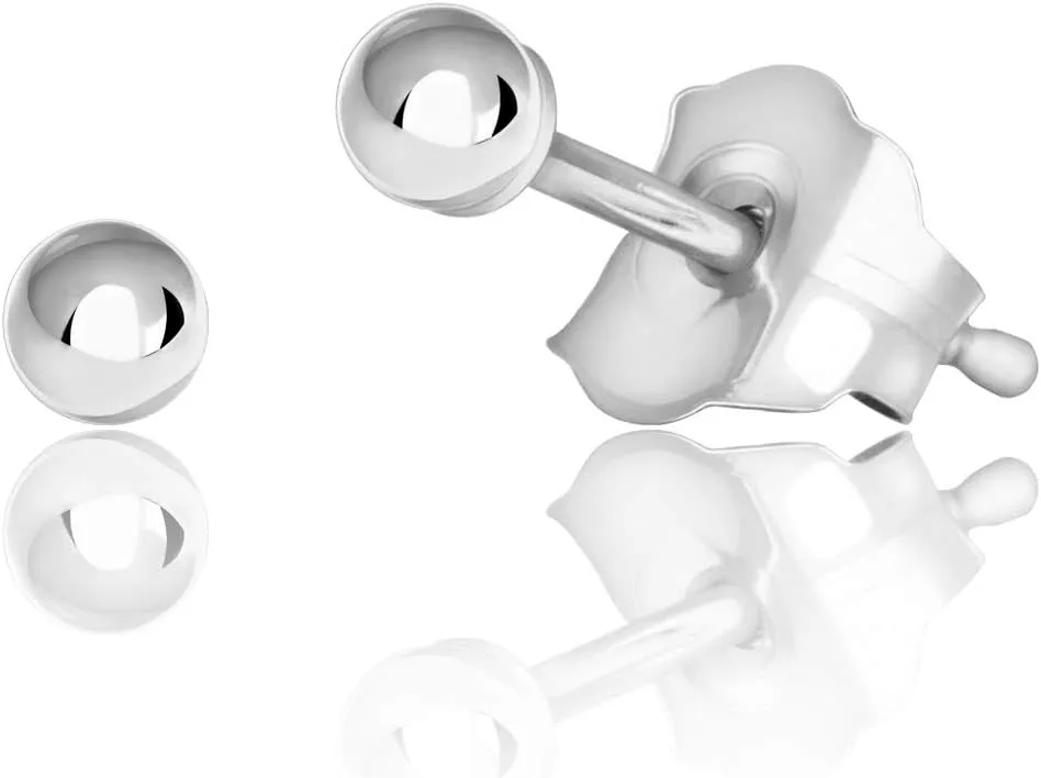 Honolulu Jewelry Company 14K Real Gold Polished Round Ball Stud Earrings, 2mm - 10mm