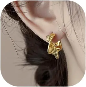 Hoop Earrings for Women,Geometric Earrings Hypoallergenic Chunky Huggie Gold Hoops Small Formal Cute Dainty Earring