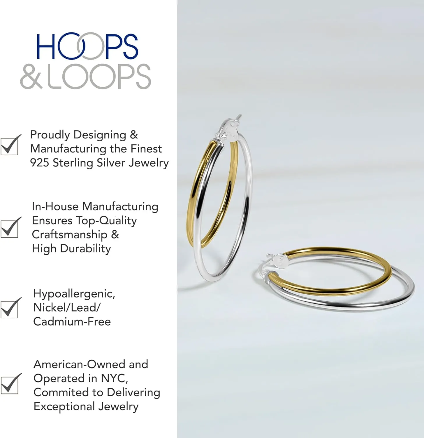 Hoops & Loops 925 Sterling Silver Double Circle 30mm Round-Tube Polished Click-Top Hoop Earrings for Women
