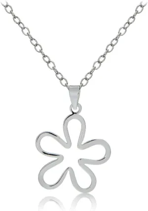 Hoops & Loops 925 Sterling Silver Groovy 70s Flower Pendant Necklace for Women Men Teen Girls