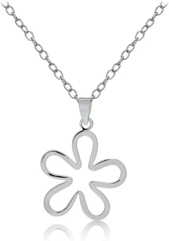 Hoops & Loops 925 Sterling Silver Groovy 70s Flower Pendant Necklace for Women Men Teen Girls