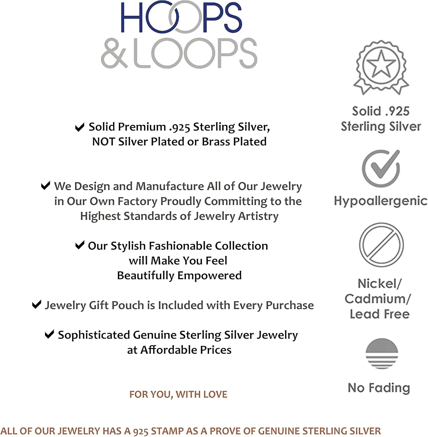 Hoops & Loops 925 Sterling Silver Round Double Circle 18mm Square-Tube Polished Hoop Earrings for Women