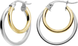 Hoops & Loops 925 Sterling Silver Round Double Circle 18mm Square-Tube Polished Hoop Earrings for Women