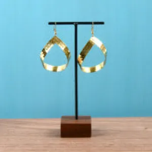 Hope Hammered Circle Dangle Earrings Gold Tone
