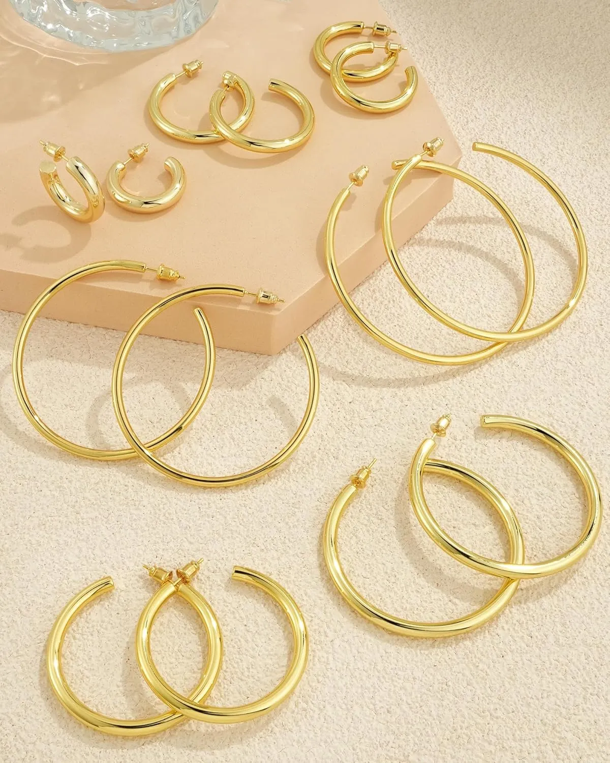 Howoo Chunky Hoops High Polished Hoop Earrings for Women