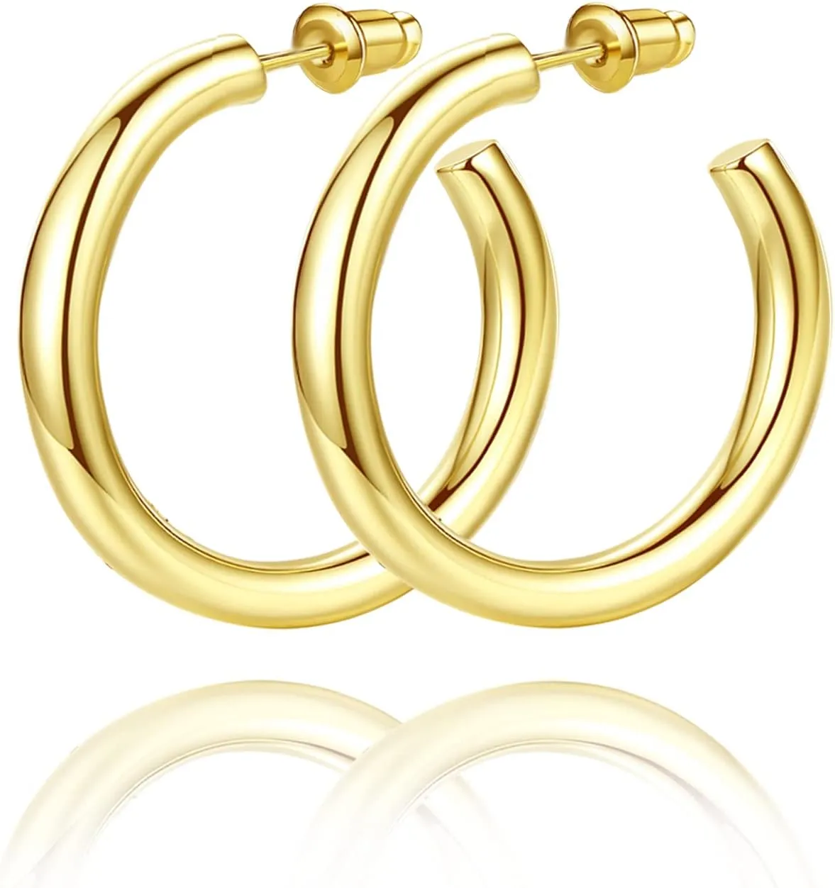Howoo Chunky Hoops High Polished Hoop Earrings for Women