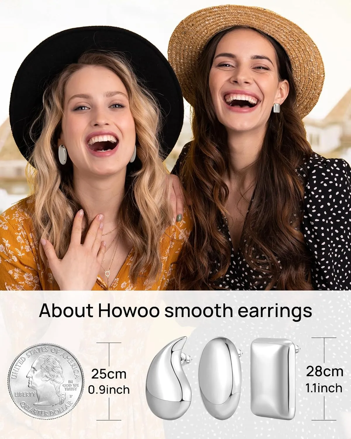 Howoo Stud Earrings Set for Women & Girls High Polished Smooth Earrings Howoo Daily Style