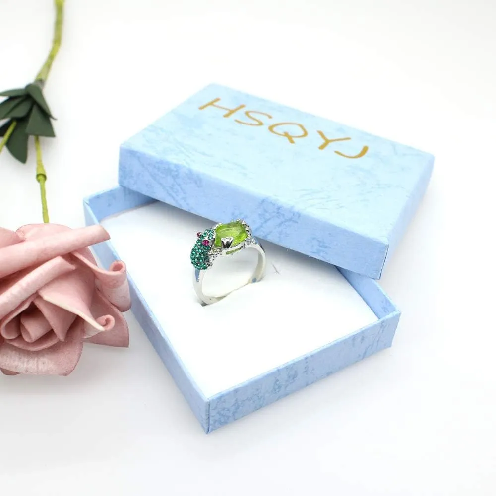 HSQYJ Green Crystal Frog Cocktail Ring Cubic Zirconia Pearl Cute Animal Stacking Rings Jewelry Rhinestone Statement Rings for Women