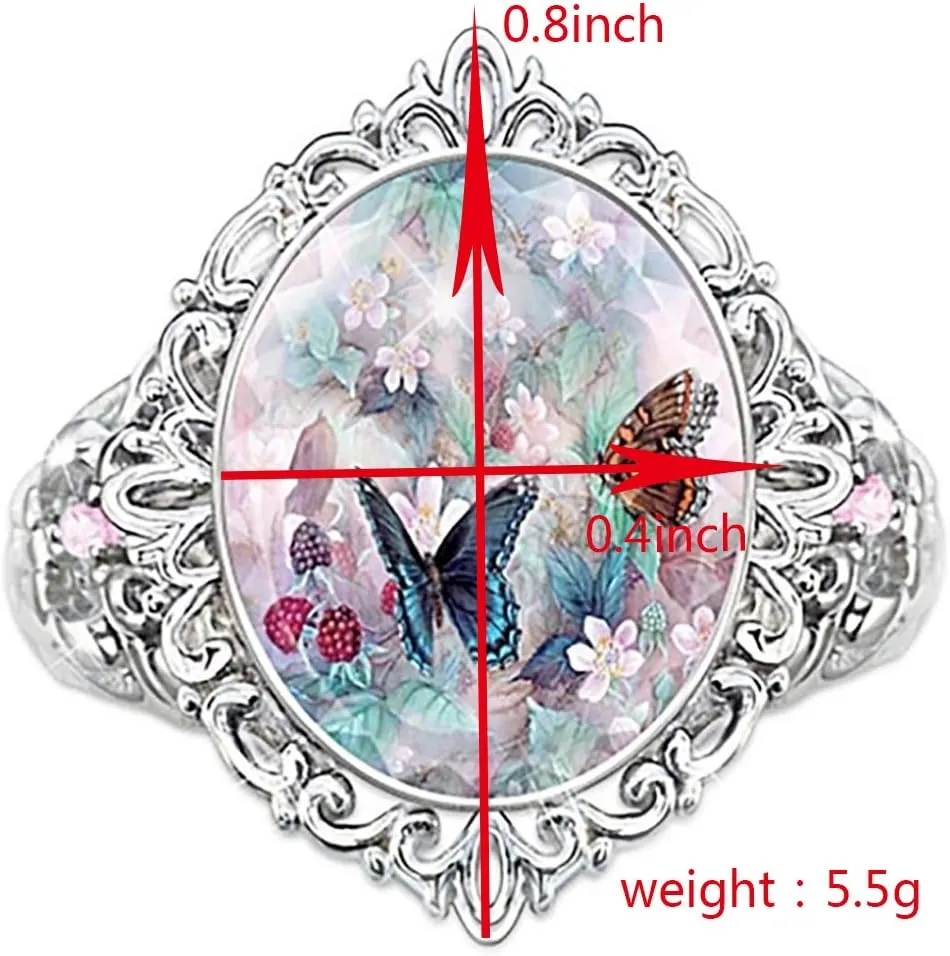 HSQYJ Retro Cocktail Statement Ring Gold Silver Two Tone Engagement Love Rings Wedding Bands Classical Carving Oval Cubic Zircon Luxury Party Woman Jewelry Finger Ring for Women Girl