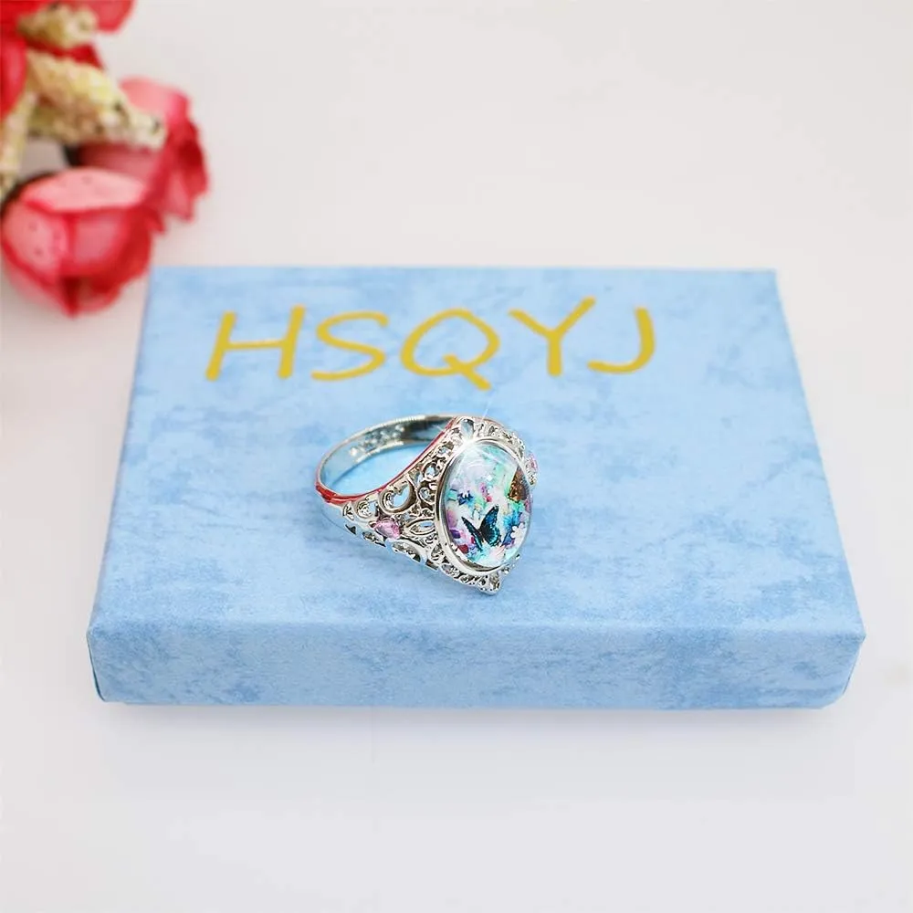 HSQYJ Retro Cocktail Statement Ring Gold Silver Two Tone Engagement Love Rings Wedding Bands Classical Carving Oval Cubic Zircon Luxury Party Woman Jewelry Finger Ring for Women Girl