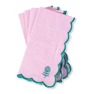 Icon Linen Napkins Set of 4 in Light Pink   Emerald